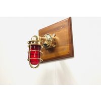 Etsy Verkauf Vintage Style Massivem Messing Wandleuchte Antike Leuchte - Rotes Glas von HERITAGEANTIQUESUSA