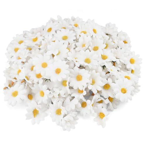 HERKINDNESS 200 Stück Gänseblümchen Deko, Mini Bunt Margeriten Künstlich, Deko Blumen Künstlich, für Hochzeit, Party, Heimwerken, Blumenarrangement, Kranz von HERKINDNESS