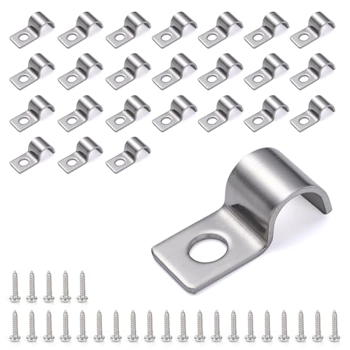 HERKINDNESS 25 Stück Kabelschellen Metall, M10 Kabelhalter Wand, Einzelloch U-Förmig Befestigungsschelle, mit Selbstschneidenden Schrauben, für Rohre, Kabel mit Einem Durchmesser von 10 mm von HERKINDNESS