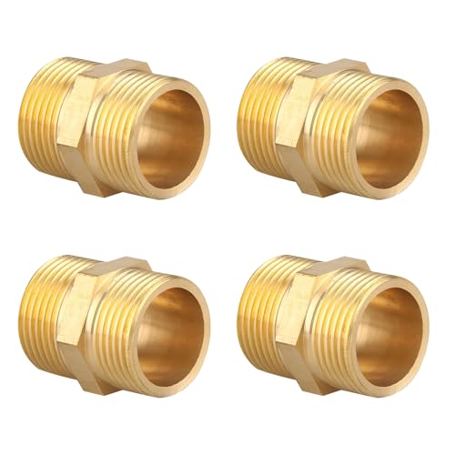 HERKINDNESS 4 Stück Doppelnippel 3/4 Zoll, Messing (Ø 26 mm) Doppelnippel, Sechskant 3/4 Zoll Doppelgewinde, für Trinkwasser"Erwärmungs"Systeme und Rohrleitungen von HERKINDNESS