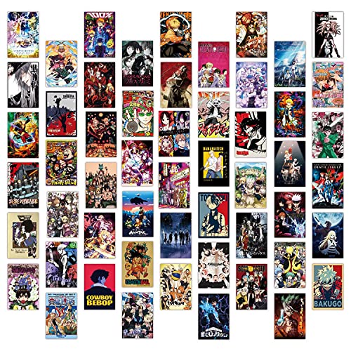 HERKINDNESS 54 Blatt Poster Anime, Trendiger Cartoon Stil Decoration Anime Poster, Anime Bilder Wandcollage Set, für Dekoration von Raumwänden und Sammlungen von HERKINDNESS
