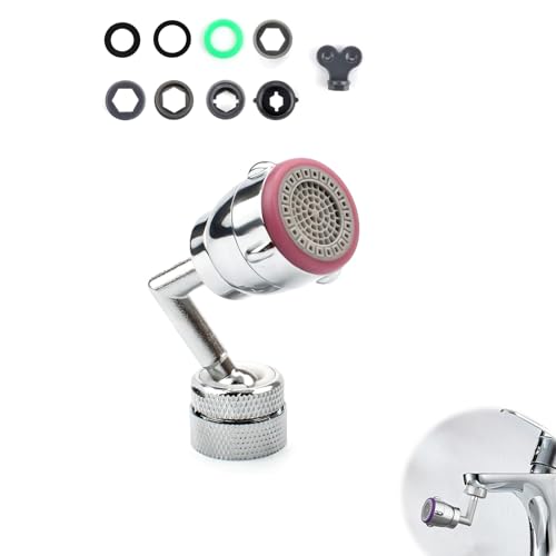 HERKINDNESS Perlatoren für Wasserhähne, 720° Großer Drehwinkel Wasserhahn Adapter, mit 2 Sprühbildern, Drehbarer Wasserhahnbelüfter, Faucet Extender, Ideal für Küche Oder Bad von HERKINDNESS