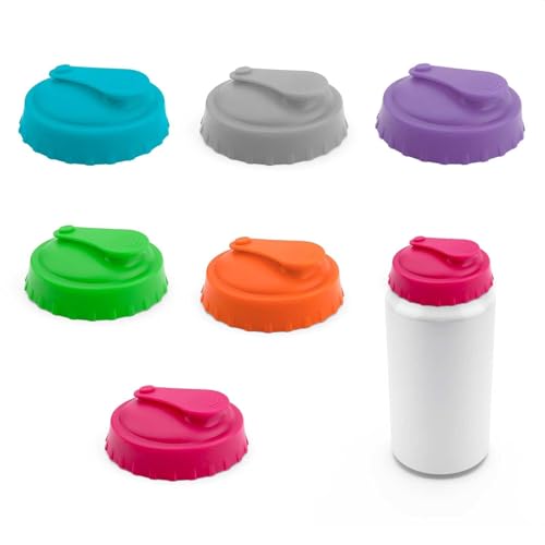 HERKINDNESS Getränkedosen Verschluss, 6 Stück 63 MM Deckel für Trinkdosen, Silicone Dosenverschluss Getränkedosen, für Outdoor Aktivitäten, Picknicks, Partys, Angeln von HERKINDNESS