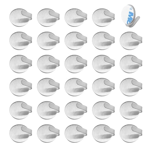HERKINDNESS Selbstklebende Mini Haken, 30 Stück, Silber Rund, Kein Bohren Notwendig, Edelstahl Haken für Badezimmer, Küche, Wohnzimmer, Büro, für Kleine Gegenstände HERKINDNESS Selbstklebende Mini Haken, 30 Stück, Silber Rund, Kein Bohren Notwendig, Edelstahl Haken für Badezimmer, Küche, Wohnzimmer, Büro, für Kleine Gegenstände von HERKINDNESS