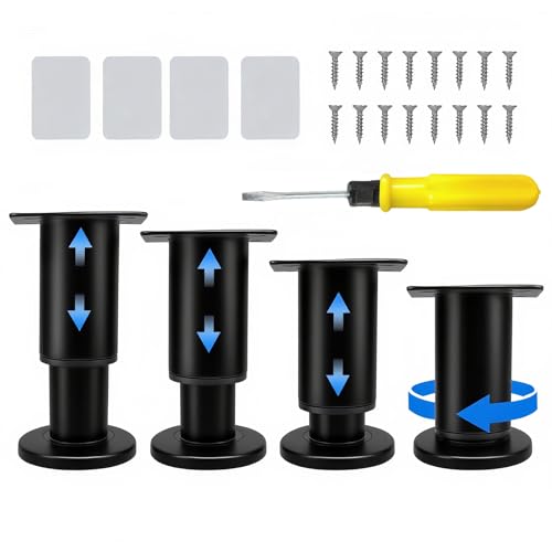 HERKINDNESS Möbelfuß Verstellbar, 4 Stück Möbelfüße Höhenverstellbar, 8-12 cm Höhe Schrankfüße Verstellbar, Schwarz Füsse für Kommoden, mit 16 Schrauben, für Sofa, Bett, Tisch HERKINDNESS Möbelfuß Verstellbar, 4 Stück Möbelfüße Höhenverstellbar, 8-12 cm Höhe Schrankfüße Verstellbar, Schwarz Füsse für Kommoden, mit 16 Schrauben, für Sofa, Bett, Tisch von HERKINDNESS