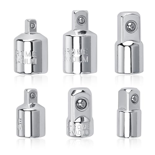 HERKINDNESS Stecknuss Adapter, 6 tlg Nuss Adapter, 1/4 auf 3/8, 3/8 auf 1/2, 3/8 auf 1/4, 1/4 auf 3/8, 1/2 auf 1/4, 1/4 auf 1/2 Zoll Schlagschrauber Adapter, Steckschlüssel Adapter von HERKINDNESS