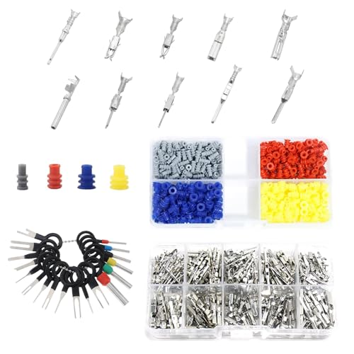 HERKINDNESS Steckverbinder Pins Kit, 600 Stück Anschlussstift-Set, 1,0/1,5/3,5 mm Stecker Pins Kfz, mit 18 Auspinnwerkzeug Kfz Set, Inklusive 200 Terminale, 400 Silikonen Dichtungsstopfen HERKINDNESS Steckverbinder Pins Kit, 600 Stück Anschlussstift-Set, 1,0/1,5/3,5 mm Stecker Pins Kfz, mit 18 Auspinnwerkzeug Kfz Set, Inklusive 200 Terminale, 400 Silikonen Dichtungsstopfen von HERKINDNESS