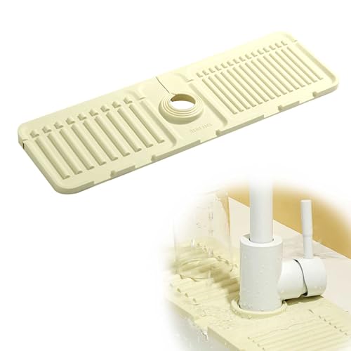HERKINDNESS Wasserhahn Abtropfmatte, rutschfest Wasserhahn Spritzschutz, Wasserhahnmatte für Küchenspüle, Faltbar Silikon Abtropfmatte Spüle, für Küche Bad Spülbecken von HERKINDNESS
