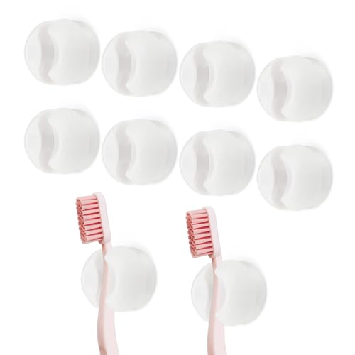 Zahnbürstenhalter Saugnapf, HERKINDNESS 10 Stück Toothbrush Holder 2,8 cm, Zahnbürstenhalter Multifunktion, Zahnbürsten Halter mit Starkem Saugnapf, für Aufbewahrung von Zahnbürsten und Rasierern von HERKINDNESS