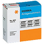 HERMA 4832 Nummernetiketten Selbstklebend Weiß Rot 2000 Etiketten pro Packung von HERMA