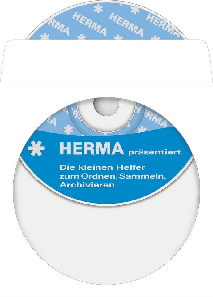 HERMA Aufbewahrungsbox CD-Papierhüllen weiß mit Klebefläche 124x124mm VE=100 Stück von HERMA