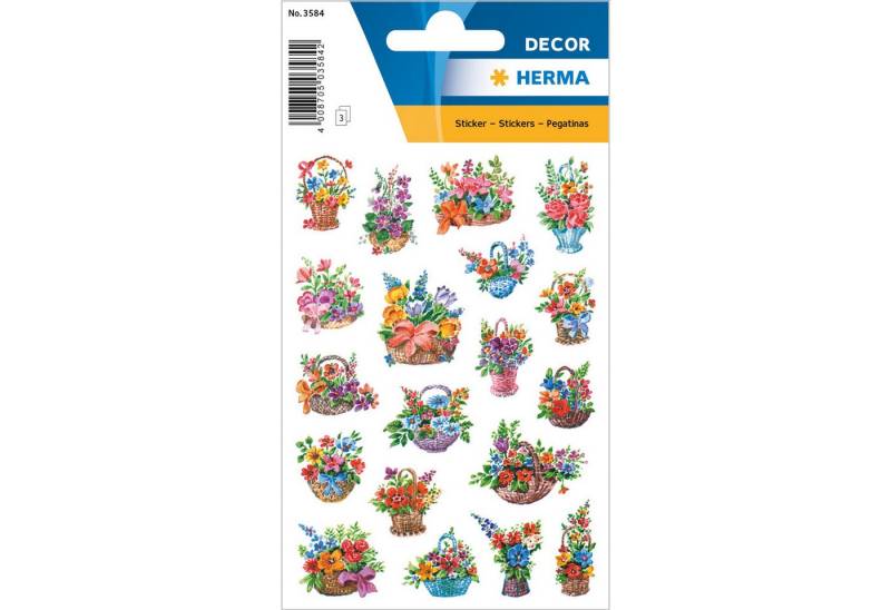 HERMA Sticker Herma Sticker DECOR Blumen Blumen im Körbchen 3 Bl von HERMA