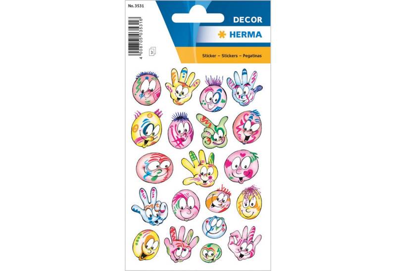 HERMA Sticker Herma Sticker DECOR Bunte Gesichter 3 Bl von HERMA