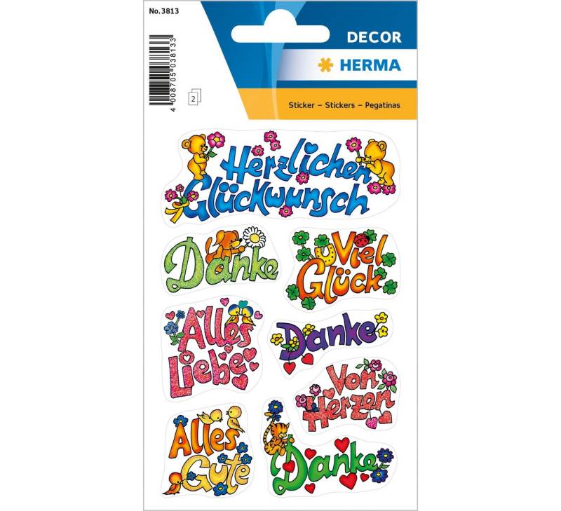 HERMA Sticker Herma Sticker DECOR Glückwünsche beglimmert 2 Bl von HERMA