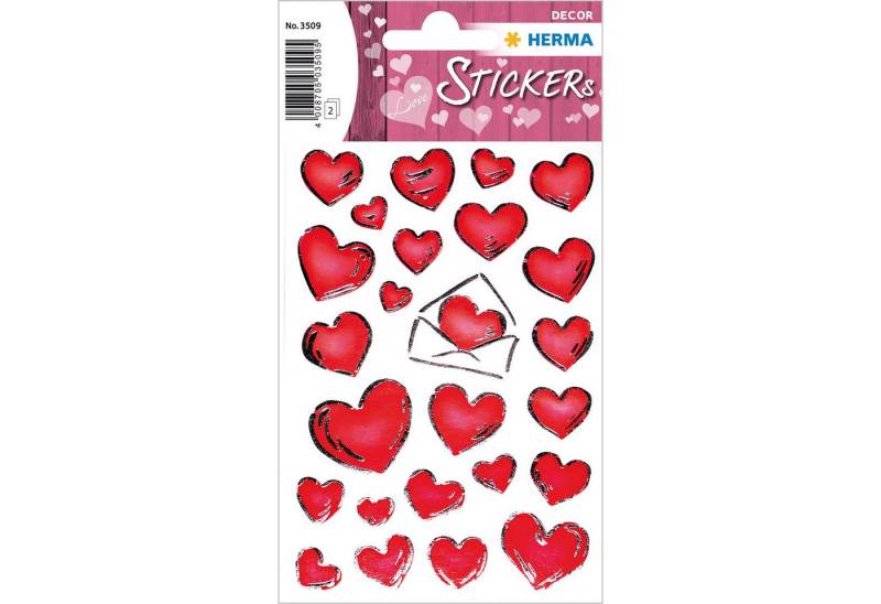 HERMA Sticker Herma Sticker DECOR Love Herzen & Briefe Silberprägung 2 Bl von HERMA