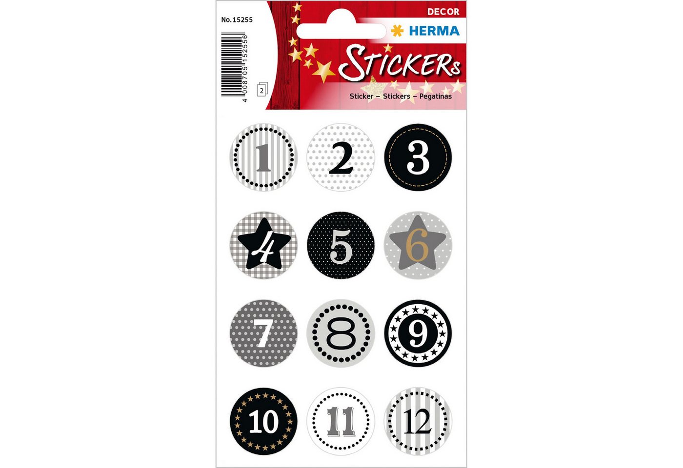 HERMA Sticker Herma Sticker DECOR Weihnachten Adventskalenderzahlen Goldprägung 2 Bl von HERMA