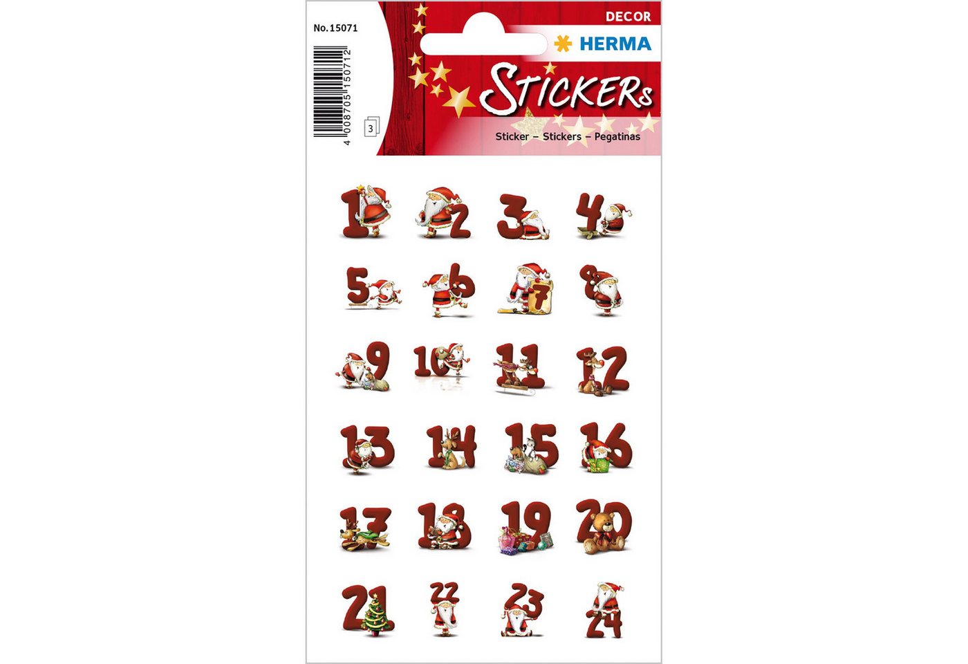 HERMA Sticker Herma Sticker DECOR Weihnachten Lebkuchenzahlen 3 Bl von HERMA