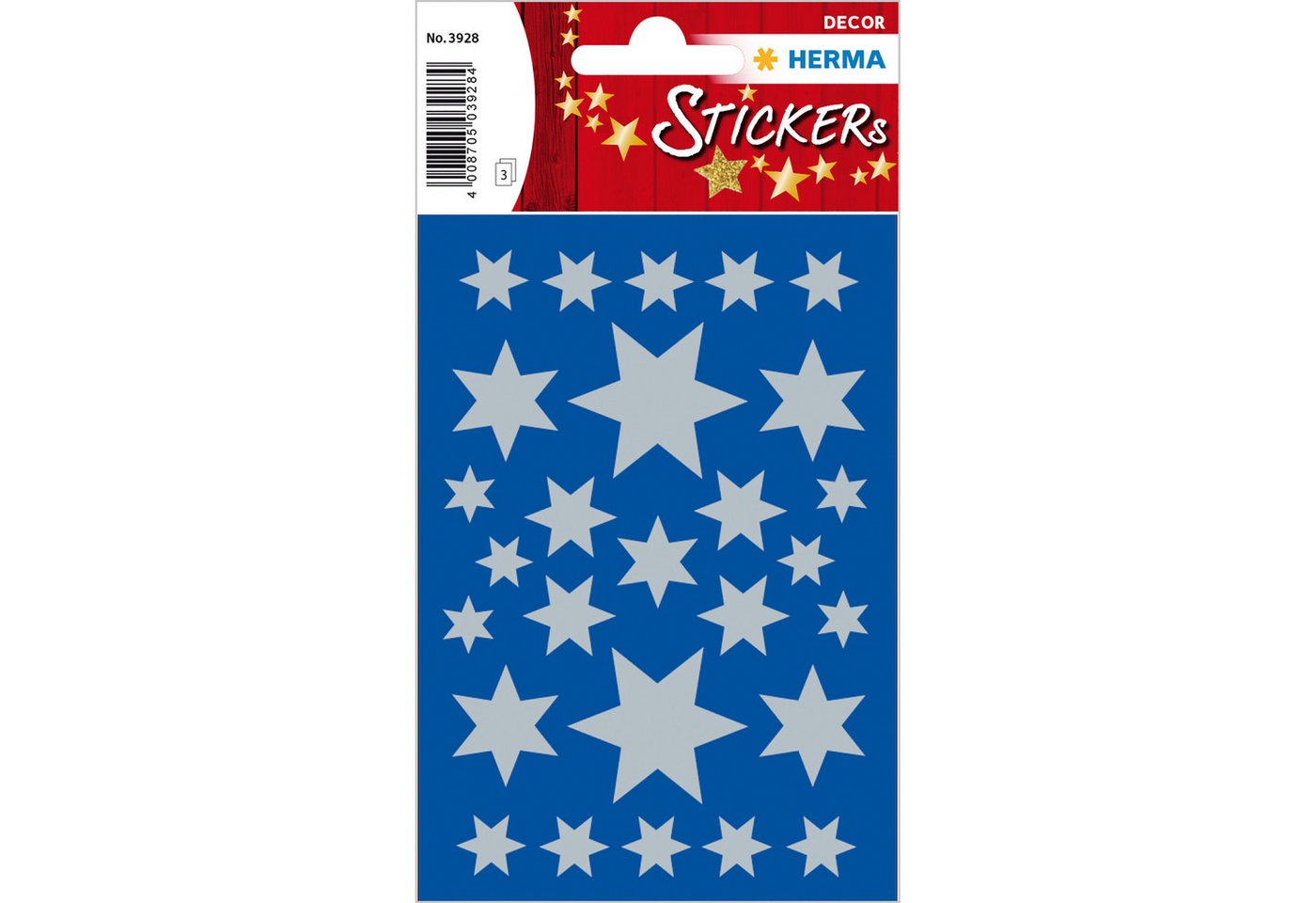 HERMA Sticker Herma Sticker DECOR Weihnachten Sterne Silberfolie 3 Bl von HERMA