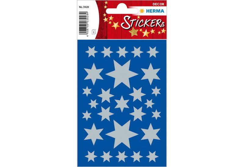 HERMA Sticker Herma Sticker DECOR Weihnachten Sterne Silberfolie 3 Bl von HERMA