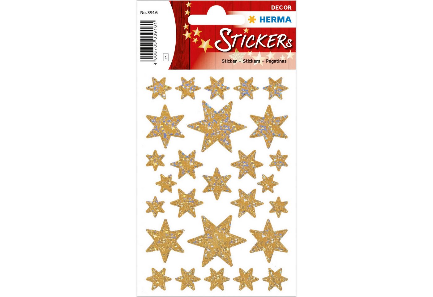 HERMA Sticker Herma Sticker DECOR Weihnachten Sterne gold Irisfolie 1 Bl von HERMA