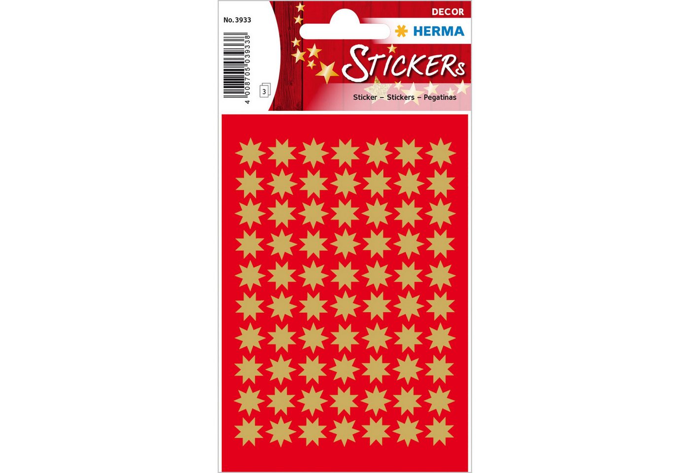 HERMA Sticker Herma Sticker DECOR Weihnachten Sterne gold Ø 10 mm 3 Bl von HERMA
