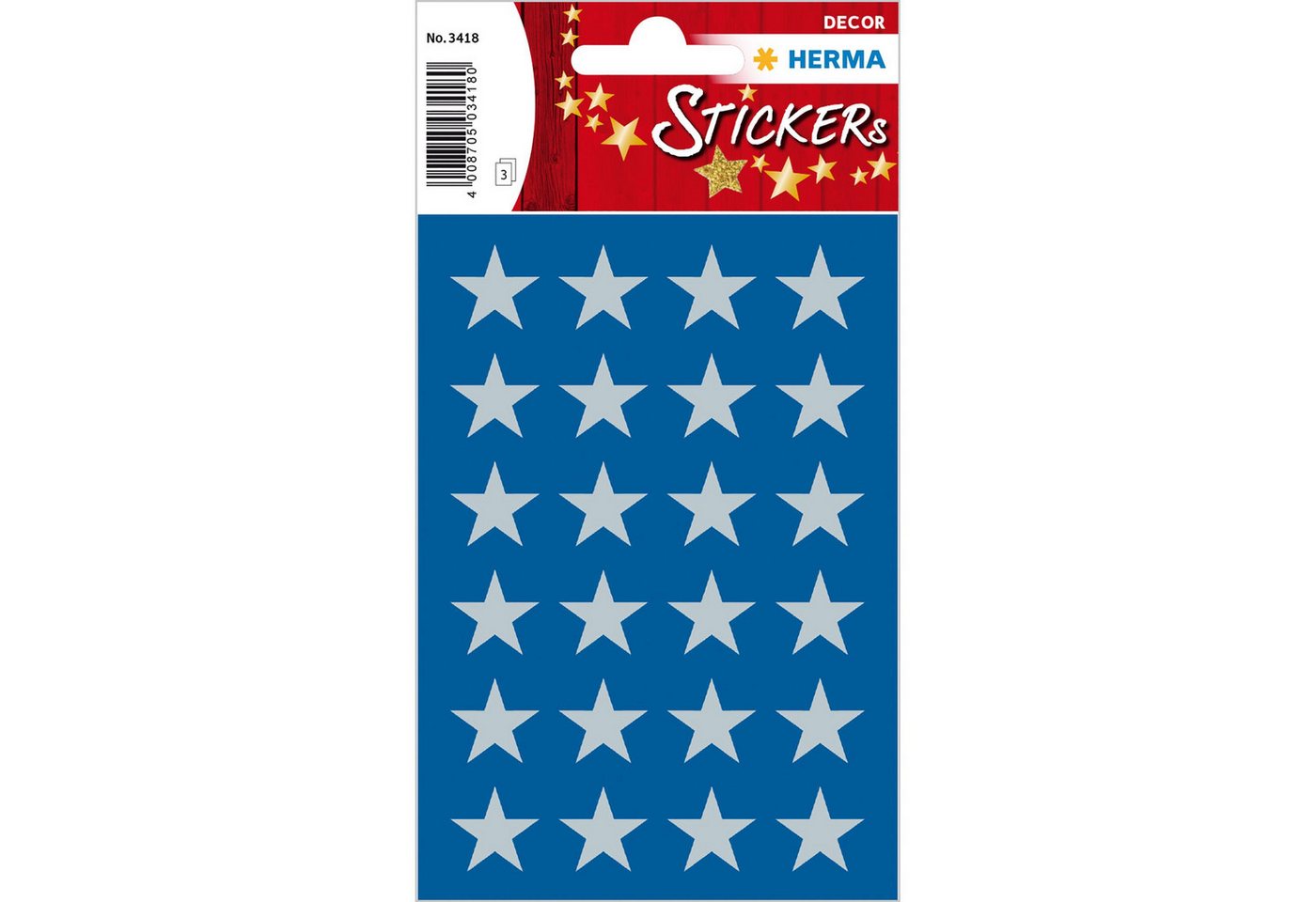 HERMA Sticker Herma Sticker DECOR Weihnachten Sterne silber Ø 15 mm 3 Bl von HERMA