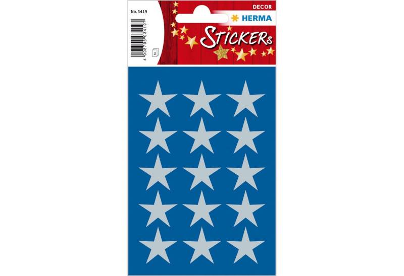 HERMA Sticker Herma Sticker DECOR Weihnachten Sterne silber Ø 22 mm 3 Bl von HERMA