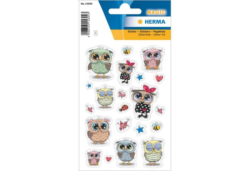 HERMA Sticker Herma Sticker MAGIC Tiere Euli & Friends beglimmert 1 Bl von HERMA