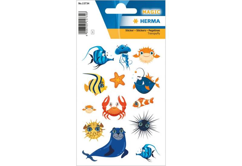 HERMA Sticker Herma Sticker MAGIC Tiere Freche Meeresviecher Transpuffy 1 Bl von HERMA