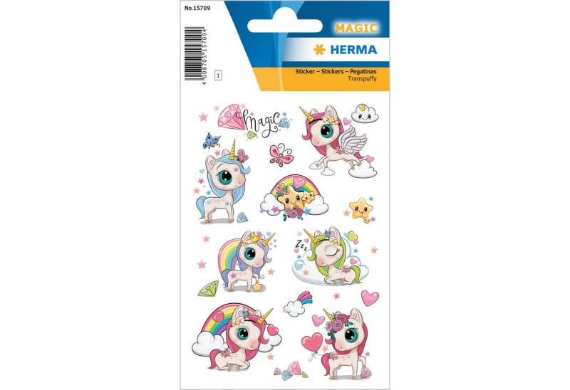 HERMA Sticker Herma Sticker MAGIC Verzaubertes Einhorn Transpuffy 1 Bl von HERMA