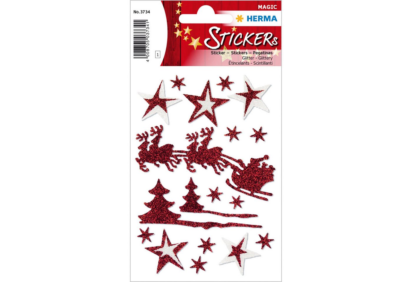 HERMA Sticker Herma Sticker MAGIC Weihnachten Schlittenfahrt glittery 1 Bl von HERMA