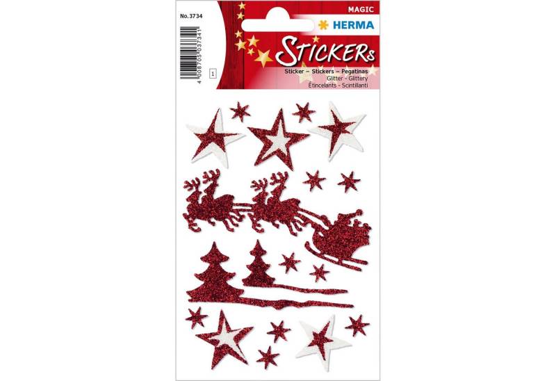 HERMA Sticker Herma Sticker MAGIC Weihnachten Schlittenfahrt glittery 1 Bl von HERMA