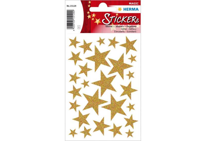 HERMA Sticker Herma Sticker MAGIC Weihnachten Sterne gold glittery 1 Bl von HERMA