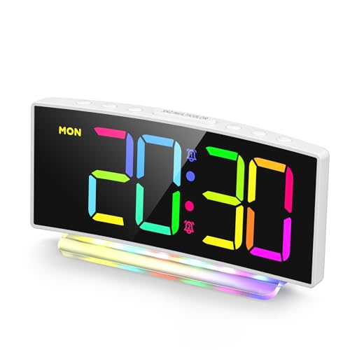HERMIC Wecker, Wecker Digital LED mit 7 Farben RGB Nachtlicht, Netzbetrieben Digitalwecker mit 8 Farben Digitalanzeige, 2 Alarme, Snooze, 12/24h, Einstellbare Lautstärke und Helligkeit (inkl. Adapter) HERMIC Wecker, Wecker Digital LED mit 7 Farben RGB Nachtlicht, Netzbetrieben Digitalwecker mit 8 Farben Digitalanzeige, 2 Alarme, Snooze, 12/24h, Einstellbare Lautstärke und Helligkeit (inkl. Adapter) von HERMIC
