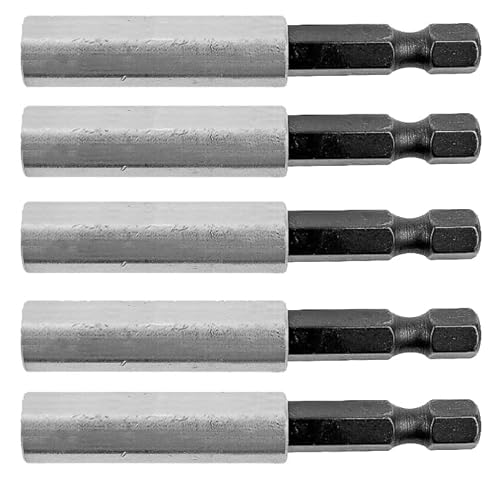 HERO Bithalter 5 Stück Bit Halter 1/4" Bits Adapter leicht magnetisch 6-Kant Halterung 60 mm Universalhalter Sechskant Standard-Bithalter Bit Aufnahme für Akkuschrauber, Bohrmaschine, Schraubendreher von HERO PROFIWERKZEUG