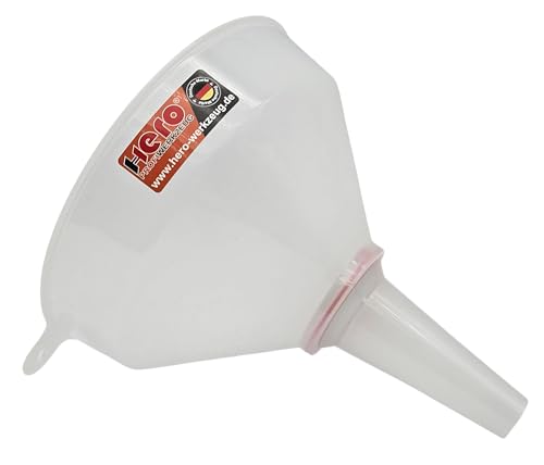 HERO Einfülltrichter Trichter Allzwecktrichter GROß 20cm Kraftstofftrichter mit Sieb Öldienst Kunststoff Öltrichter Benzintrichter Dieseltrichter Wassertrichter Gießtrichter Öl Benzin Diesel Wasser von HERO PROFIWERKZEUG