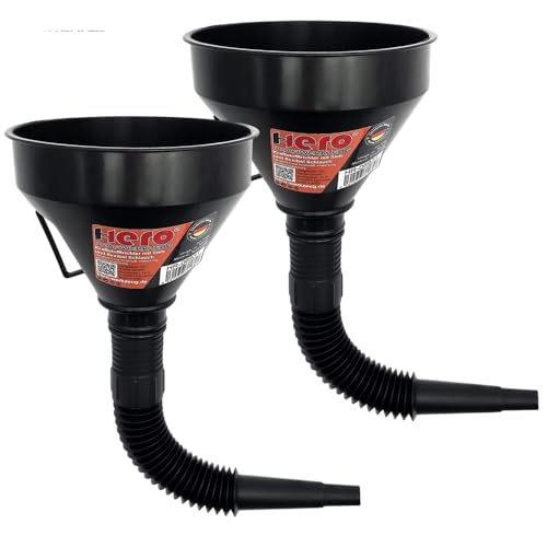 HERO Kunststoff Trichter 2 Stück Einfülltrichter Kraftstofftrichter Benzintrichter Tanktrichter Öltrichter mit 21 cm flexiblem Schlauch + Sieb Benzin Diesel Öl Kraftstoff Abfülltrichter Auto KFZ HERO Kunststoff Trichter 2 Stück Einfülltrichter Kraftstofftrichter Benzintrichter Tanktrichter Öltrichter mit 21 cm flexiblem Schlauch + Sieb Benzin Diesel Öl Kraftstoff Abfülltrichter Auto KFZ von HERO PROFIWERKZEUG