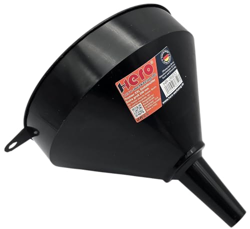 HERO Kunststofftrichter Einfülltrichter GROß Ø 24cm Allzwecktrichter Trichter Kraftstofftrichter mit Sieb Öltrichter Benzintrichter Dieseltrichter Wassertrichter Gießtrichter Öl Benzin Diesel Wasser von HERO PROFIWERKZEUG