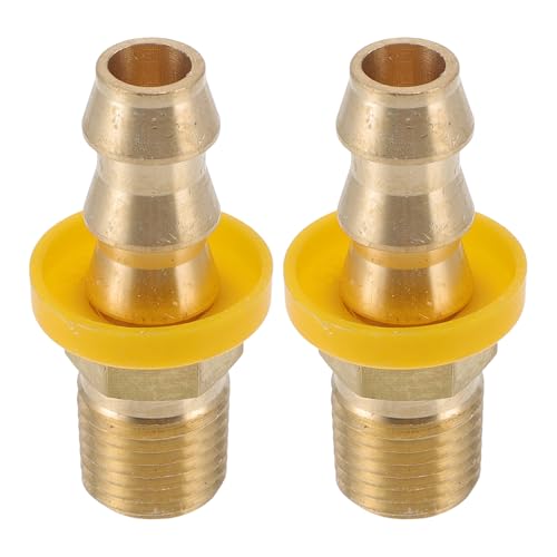 HEROFFIX Messing Schlauchstutzen 1/16" 1/4"NPT Männliches Gewinde Schlauchstutzen für Luft Wasser Öl Gas Kraftstoff 2 Stück Goldton von HEROFFIX
