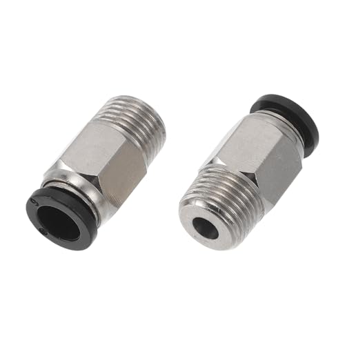 HEROFFIX Push To Connect Luftanschlüsse 15/64" Male Thread Luftleitung Schnellverbinder Kunststoff Metall 1/8"BSPT 2 Stück Schwarz Silberton von HEROFFIX