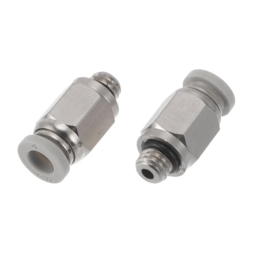 HEROFFIX Push to Connect Luftanschlüsse 5/32" Gewinde Männlich Luftleitung Schnellverbinder Kunststoff Metall M5 2 Stück Weiß Silberton von HEROFFIX