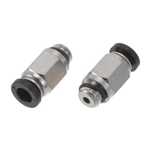 HEROFFIX Push to Connect Luftanschlüsse 5/32" Innengewinde Luftleitung Schnellanschluss Kunststoff Metall M6 2 Stück Schwarz Silberton von HEROFFIX