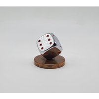 Würfel Briefbeschwerer Skulptur Tischobjekt Schreibtischobjekt Edelstahl Chrom Kupfer Metall Vintage Design Space Age Mid Century Modern Mcm von HERRKATINSvinterior