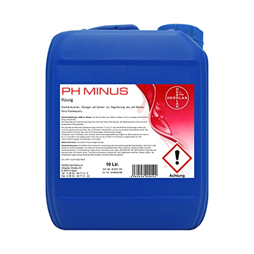 HERRLAN® pH Minus 10 Liter / 11 kg – Flüssiger pH-Senker für Pool & Schwimmbad - Professionelle pH-Regulierung für Chlor- & Salzwasseranlagen - Made in Germany von HERRLAN PSM
