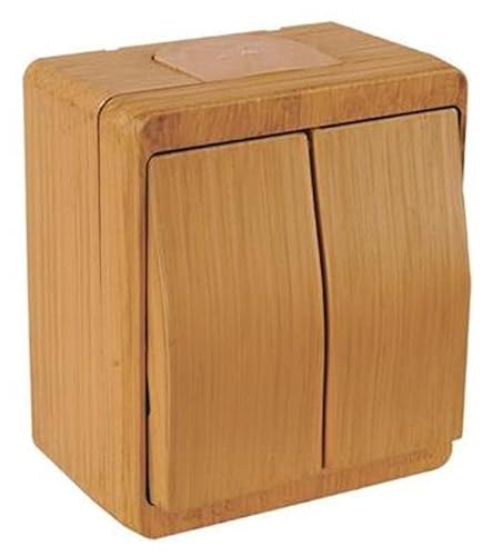 Aufputz 2fach Schalter (Ein/Aus) / Serienschalter Holz Optik/Holzfarben · Birne Imitat · IP44 / für Feuchtraum geeignet · Mutlusan · AP Serie NEMLIYER von HERRY24 Your Project Partner
