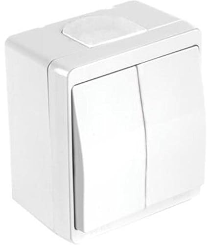 Aufputz 2fach Schalter (Ein/Aus) / Serienschalter Standard · Weiß/Weiss · IP44 / für Feuchtraum geeignet · Mutlusan · AP Serie NEMLIYER von HERRY24 Your Project Partner