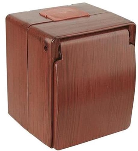 Aufputz Schuko Steckdose mit Klappdeckel Holz Optik/Holzfarben · Kirsche Imitat · IP44 / für Feuchtraum geeignet · Mutlusan · AP Serie NEMLIYER von HERRY24 Your Project Partner
