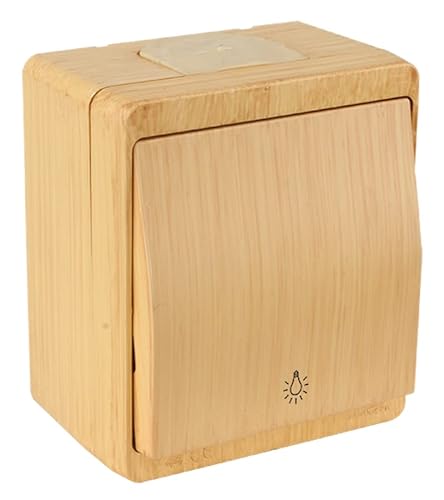 Aufputz Taster/Lichttaster Holz Optik/Holzfarben · Buche/Kiefer Imitat · IP44 / für Feuchtraum geeignet · Mutlusan · AP Serie NEMLIYER von HERRY24 Your Project Partner