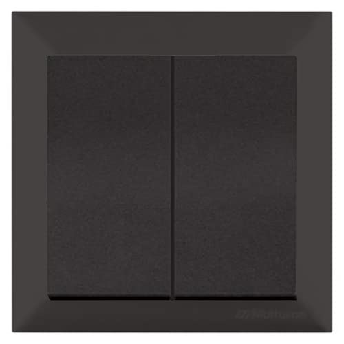 Mutlusan CANDELA Set: 2fach Lichtschalter/Ausschalter / 2 fach Schalter/Doppelschalter mit Rahmen - Unterputz, Einbau, Wandeinbau - schwarz matt/Dunkel von HERRY24 Your Project Partner