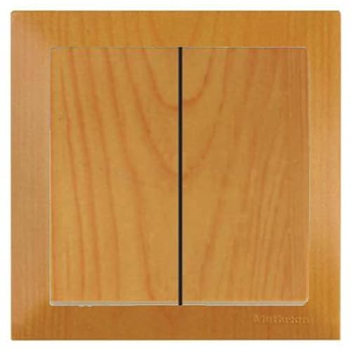 Mutlusan CANDELA Set: Serienschalter / 2fach Lichtschalter/Ausschalter / 2 fach Schalter/Doppelschalter mit Rahmen - Unterputz, Einbau, Wandeinbau - Eiche/Holz von HERRY24 Your Project Partner